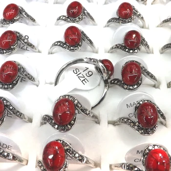 Hæmatit Crystal Banet Turkis Ringe For Kvinder Rød Blå Grøn Farver 50stk Engros