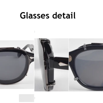 Clip-On Solbriller Mænd Kvinder Johnny Depp Polariserede solbriller Luksus Mærke Acetat Stel Vintage Lemtosh Briller Top kvalitet