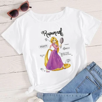 Disney Princess Belle Skønheden og Udyret Print Sommer T-Shirt Spoof Personlighed Vogue Girl Tshirt Harajuku Casual Løs T-Shirt