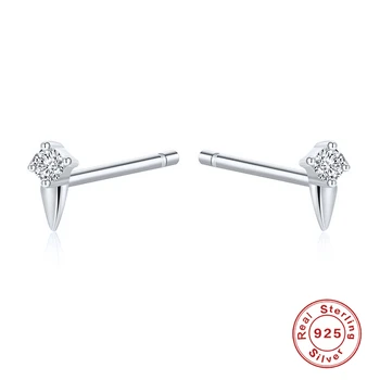 CANNER Ægte 925 Sterling Sølv Enkelt Mini Diamant Stud Øreringe Til Kvinder Mini Piercing Øreringe Earings Smykker Pendientes