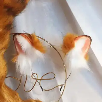 Nye Orange Kat Animationsfilm simulering beast øre, hale udyret wolf øre kat øre fox øre hår bøjle brugerdefinerede COSPLA