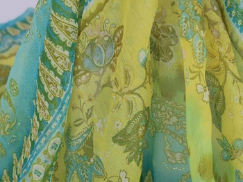 Vintage-Patchwork Blomster Chiffon Stof Tekstil Til Kjole