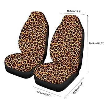 Autostol Dækker Forreste Sæde All-Inclusive Protector Generelt Blå Retro Mønster Udskrivning Leopard Universal Hjem Stol, Pude 2 pc