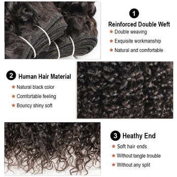 MOGUL HÅR 4 stk 50g/pc 10 12 tommer Brasilianske Jerry Curly 3stk 14-24 tommer Naturlige Farve Mørk Brun Non-Remy Human Hair