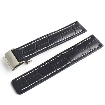 20mm 22mm 24mm Ægte Læder Ur Band Black Blue Soft Watchbands for Breitling strap Watch band Mand
