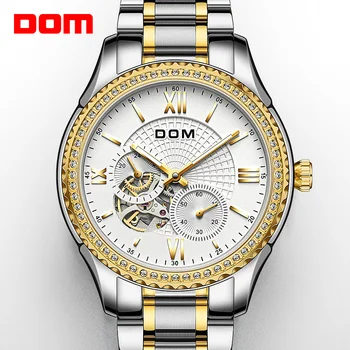 DOM Automatiske mekaniske ure, par ure mænds ure kvinders ure i rustfrit stål vandtæt luminous business sport