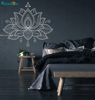 Unikke Lotus Blomst Mandala Wall Sticker Henna Design, Kunst Boho Boheme-Indretning til Hjemmet Plakat selvklæbende YT5005