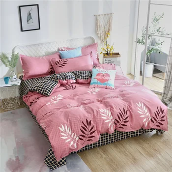 Pink plante blomster Pudebetræk, dynebetræk 3stk strøelse sæt dækslet, single double king size dynen dække sengetøj