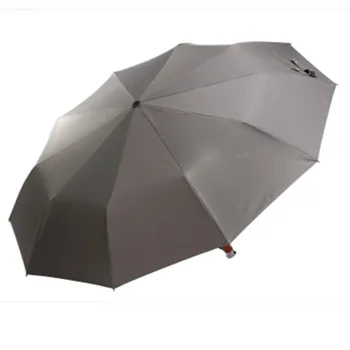 LEODAUKNOW Business-tre-foldning fuldt automatiske sort lim Uv-bevis og vindtæt luksus bil mænds solrig og regnfuld paraply