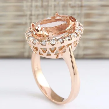 Utimtree New Høj Kvalitet, Luksus Stor Sten vielsesringe for Kvinder Champagne Crystal Cubic Zirconia Engagement Ring Band Smykker