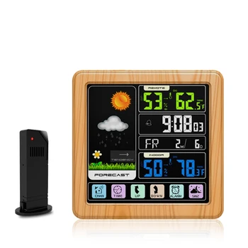 Trådløs vejrstation Indendørs Udendørs Digital Touch-LCD-Display Temperatur Luftfugtighed Overvåge Vækkeur Vejrudsigt