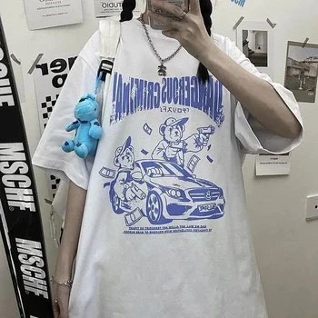 Toppe harajuku vintage gotiske grafisk punk tøj shirt top tøj til Kvinder t-shirts koreanske bomuld Sort Oversize dropshipping