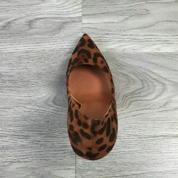 2020 Sexet Leopard Suede Høje Hæle 12cm Spids Tå Heeled Sko til Kvinder Stiletter Gul Brun Super Hæle Slip-on Sko
