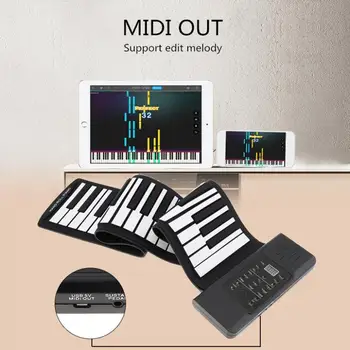 61 Taster MIDI-Roll Up Klaver Elektroniske Genopladelige Bærbare Fleksibel Silikone Keyboard Orgel Indbygget Højttaler