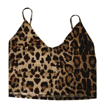 Kvinder Plus Size Satin og Silke Undertøj Sæt Sexy-V-Neck Crop Top Bindebånd i Taljen Shorts Retro Leopard Print Pyjamas, Nattøj S-3XL