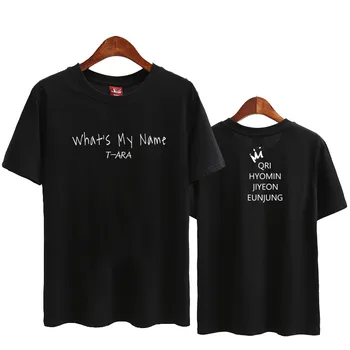 Sommer stil queens støttende t-shirt kpop tara t-ara nye album what ' s my name udskrivning o hals kortærmet t-shirt