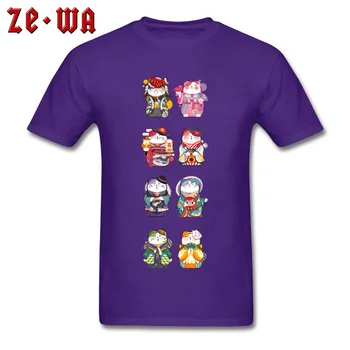 Kawaii Tees Mænd T-shirt Lucky Cat Print T-Shirts Japan Style Unge Tshirt Bomuld Sort Tøj Gave Maneki Neko Tegnefilm Toppe