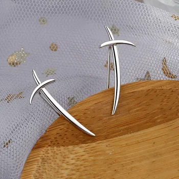 925 Sterling Sølv Enkelt Kors Stud Øreringe Til Kvinder, Børn Kvindelige Bryllup Mode Smykker eh1356