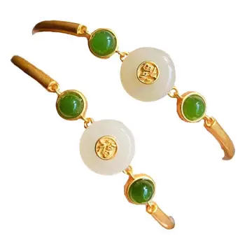 Nye indlagt naturlige og Baitian Kalcedon sikkerheds lås Armbånd retro Kinesisk stil palads kvinder justerbar mærke smykker