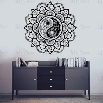 Yin Yang Mandala Værelse Dekoration Vinyl Kunst Aftageligt Plakat Skønhed Mode Moderne Decals Ornament Indretning