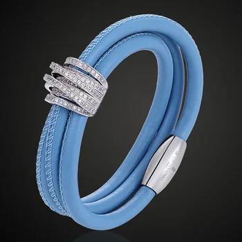 Zlxgirl justerbar Magnet imiteret læder zircon armbånd tilbehør, mode kvinders kæde armbånd&halskæde guangdong-fabrik