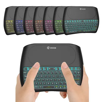Baggrundsbelyst Tastatur BT4.2 2,4 G Trådløst tastatur, engelsk, russisk, spansk D8 Plus Super Air Mouse med Touchpad ' en til Smart TV BOKS