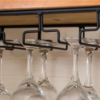 Vin Glas Indehaver Bartender Glasservice Hængende Rack Under Kabinet Glasservice Arrangør Glas Pokal Strygejern Rack Bar Værktøj Sort J50