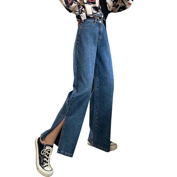 Side Slids mødre jeans kvinde, høj talje denim Harem Bukser i Fuld Længde bukser Vaskes koreansk mode plus size slidte jeans 2020