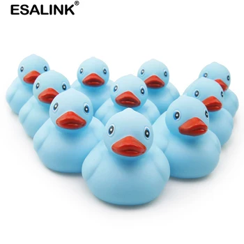 ESALINK 10stk 7Cm Blå Serie Vand at Svømme Legetøj Farverige Bløde Flydende Rubber Duck Badning Legetøj Til Baby Badekar Legetøj