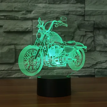 Gratis forsendelse Motor 3D Led-Lys Nyhed 3D bordlampe 3D Motocross Cykel form Night Lights, LED USB-7 Farver Skiftende belysning