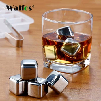 WALFOS fødevaregodkendt Rustfrit Stål Whiskey Sten Nipper Ice Cube Whisky Sten Whisky Rock Køligere