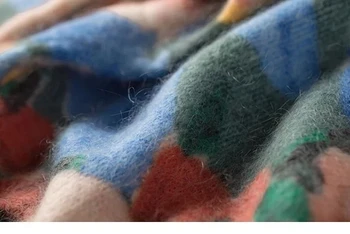 Kvinders Farverige Mohair Sweater O-hals Olie Maleri fransk Stil Løs Slim Strik Pull Top