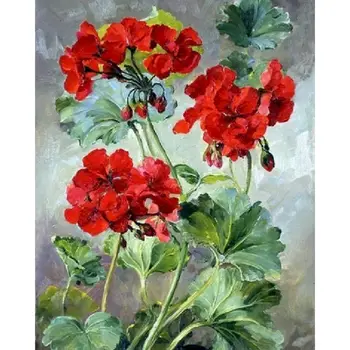 RUOPOTY 60x75cm Ramme Diy-Maleri Af Numre Kits Røde blomster Akryl Maling På Lærred Diy Gave Home Decor Håndlavet Væggen Håndværk