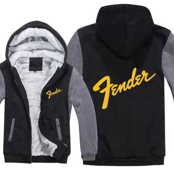Fender Hættetrøjer Mænd Afslappet Frakke I Uld Liner Jakke Guitar Fender Sweatshirts Og Pullover Mans
