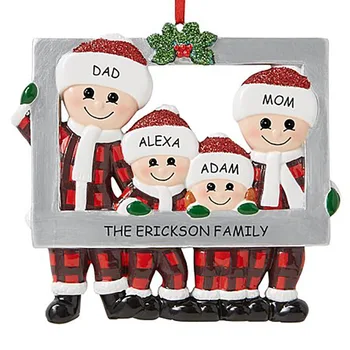 2020 Diy-Kreative juletræ Vedhæng Søde Familie fotoramme Snemand Elk familieliv Gave Dekoration nn09