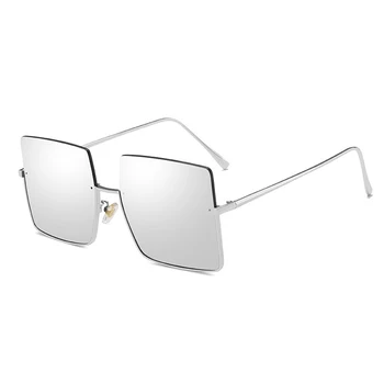 Solbriller kvinder halv-ramme af metal trimmet solbriller, nye trendy retro Hong Kong style big ramme solbriller