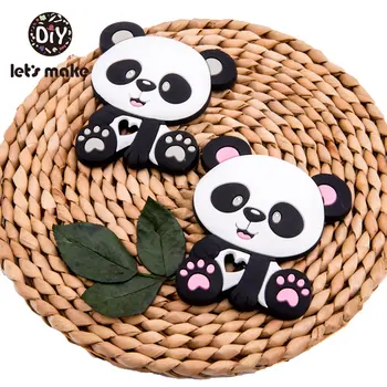 Lad os Gøre 5pc Dyr Panda Formede Silikone Bidering Baby Diy Halskæde Tilbehør fødevaregodkendt Lille Stang Baby Brusebad Gaver