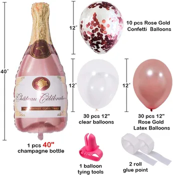 74pcs Rose Gold Ballon Guirlande-Onsdag Deco-Buer Vin Flaske Folie Ballon Bryllup Dekoration Baby Shower Fest Ballon Kæde