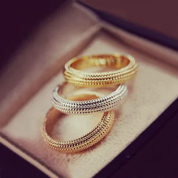 Gul Rose & Hvid Guld Farve Stilfulde Triple Ring Sæt Finger eller Midterste Ring Kvinder Kostume Smykker