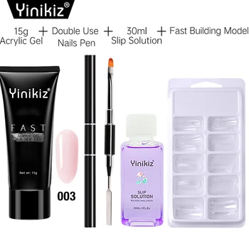 Yinikiz Akryl Gel Sæt 12 Farver Hurtigt Uv-Builder Gel Hurtig Tør Nail Art Værktøj Manicure Børste Poly Udvidelse Nail Gel Værktøj
