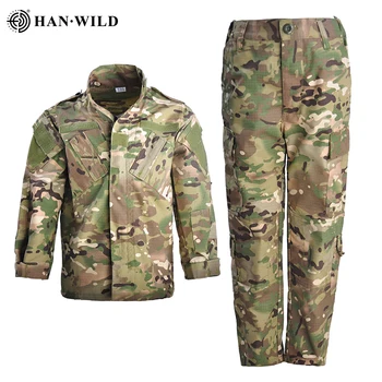 HAN VILDE Bekæmpe Uniform For 5Y-15Y Børn Militær Uniform Børn BDU Militær Hær, Taktisk Gear Jagt Multicam-Shirts&Bukser