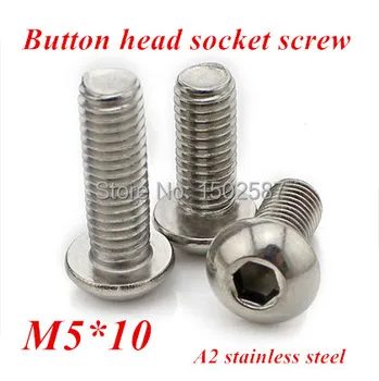 100pcs/masse M5*10 Bolt A2-70 ISO7380 Button Head Socket Skrue/Bolt SUS304 Rustfrit Stål M5X10mm allen undersænket hoved skrue
