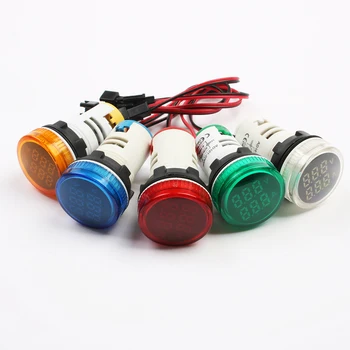 Mini-Digital Voltmeter Amperemeter 22mm AC 50-500V 0-100A Strøm, Spænding Volt Tester Meter Dual LED-Indikator Pilot Lampe Lys