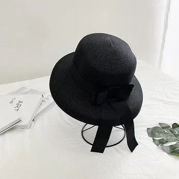 2021 Nye Sommer, Sol Hat, Bue Strå Hat Visir Temperament Fladskærms Panama Hatte til Kvinder Sea Beach Ferie Fritid Solcreme, Hat