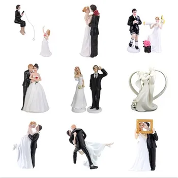 2020 Ankomst Romantisk Bryllup Bride og Groom Toppers Par Figur Ægteskab Sjove Kage Topper til Bryllup Cupcake Dekoration
