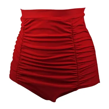 Kvinder Vintage Bunden Shorts Damer Solid Plisserede Ruched Brasilianske Bade Shorts Plus Størrelse til Kvinder