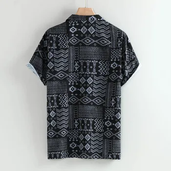 Mænd er Sommer Revers Blad Print kortærmet Skjorte Top Bluse Plus Size hawaii camisa sociale masculina shirts chemise homme