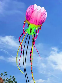 Gratis forsendelse store vandmænd kite flyve bløde kite-hjuls-for voksne tur i himlen stor blæksprutte kite legetøj udendørs sport trilobiter