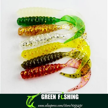 Gratis forsendelse 4cm 500pcs/masse Grub fiskeri lokker bløde kunstige fiskeri lokker enkelt cirkel hale larver