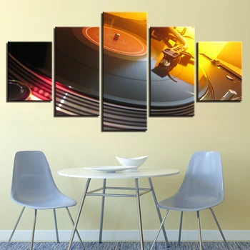 Home Decor 5 Stykke Musik, DJ Console Pladespillere Billede Wall Art, der Lever Indretning og Moderne Plakat Og Print på Lærred Maleri på Væggen Indretning